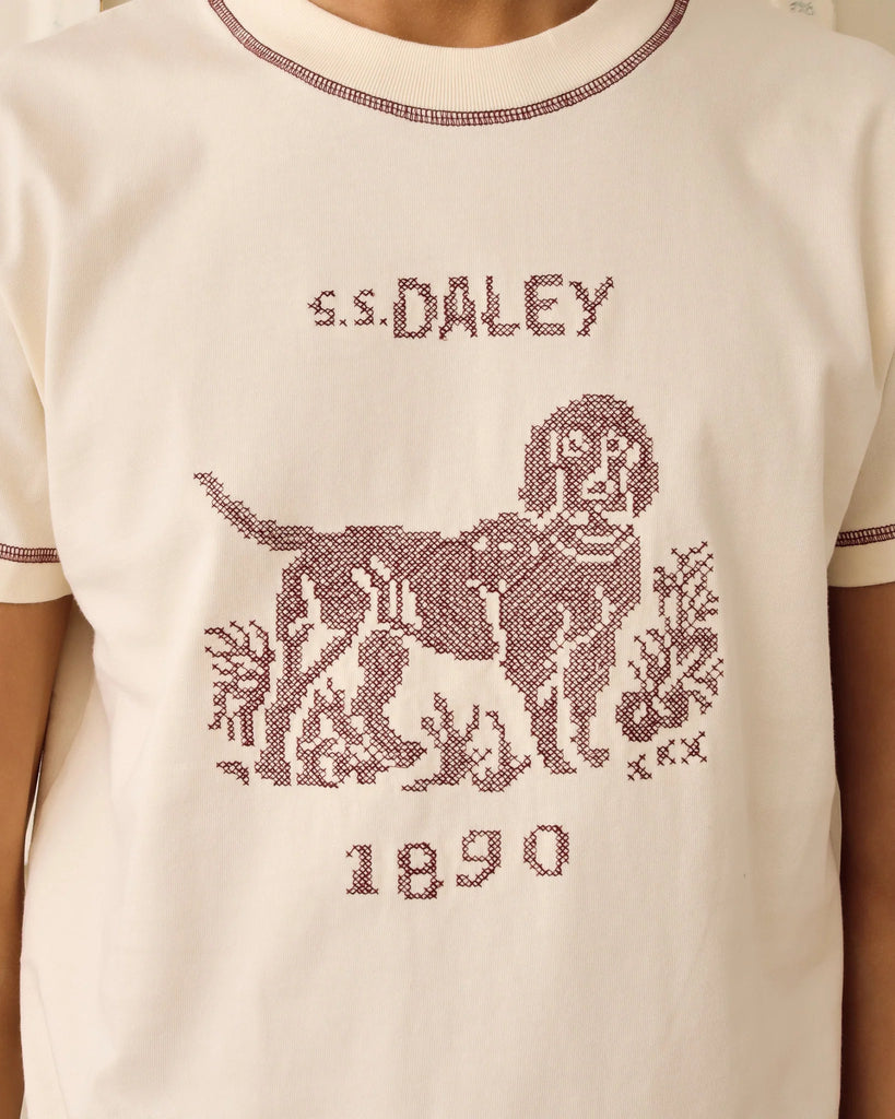 S.S. Daley Basil Cross-stitch T-Shirt Ecru T-Shirt | BDC S.S. Daley Basil Cross-stitch T-Shirt Ecru T-Shirt | BDC