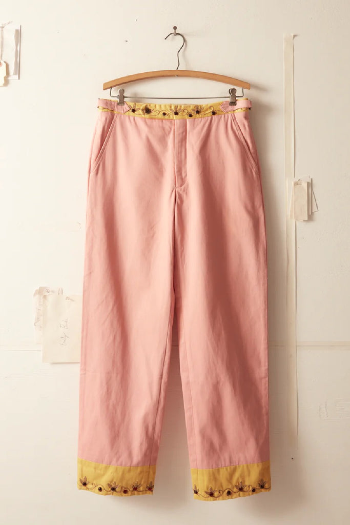 Bode Jeweled Ivy Trouser Pink/Yellow