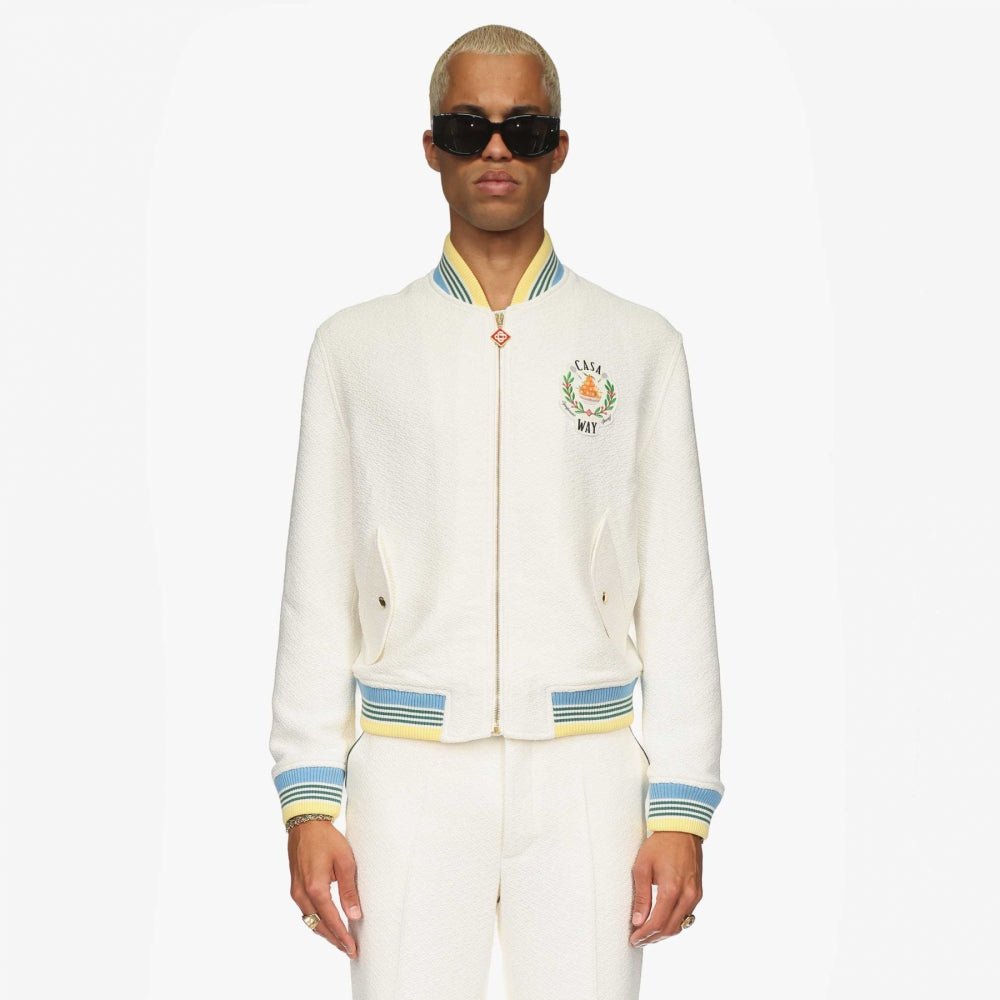 Casablanca Textured Tailoring Bomber Jacket white
