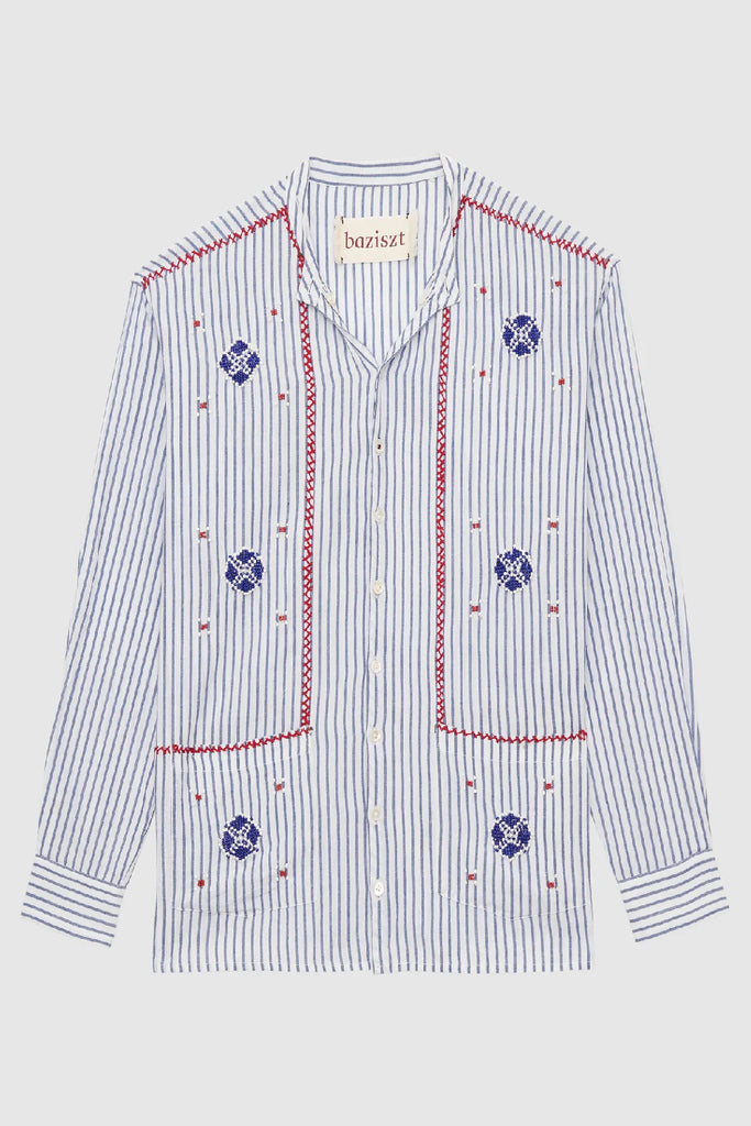 Baziszt Pepite Embroidery Beaded Long Sleeve Shirt