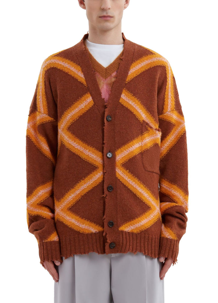 Marni Knitted Cardigan With Diamond Pattern