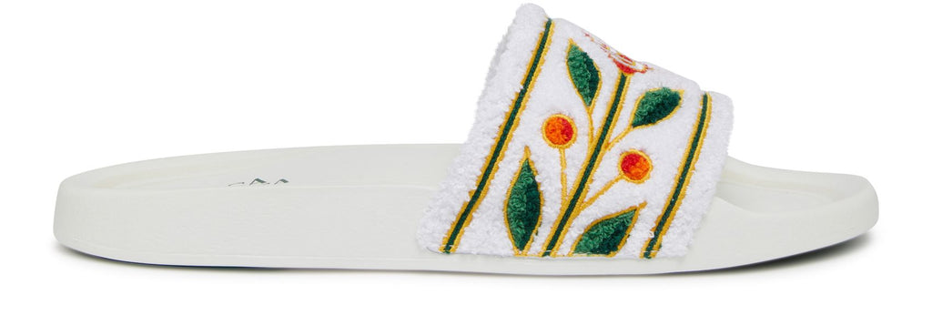 Casablanca Embroidered Terry Slides White