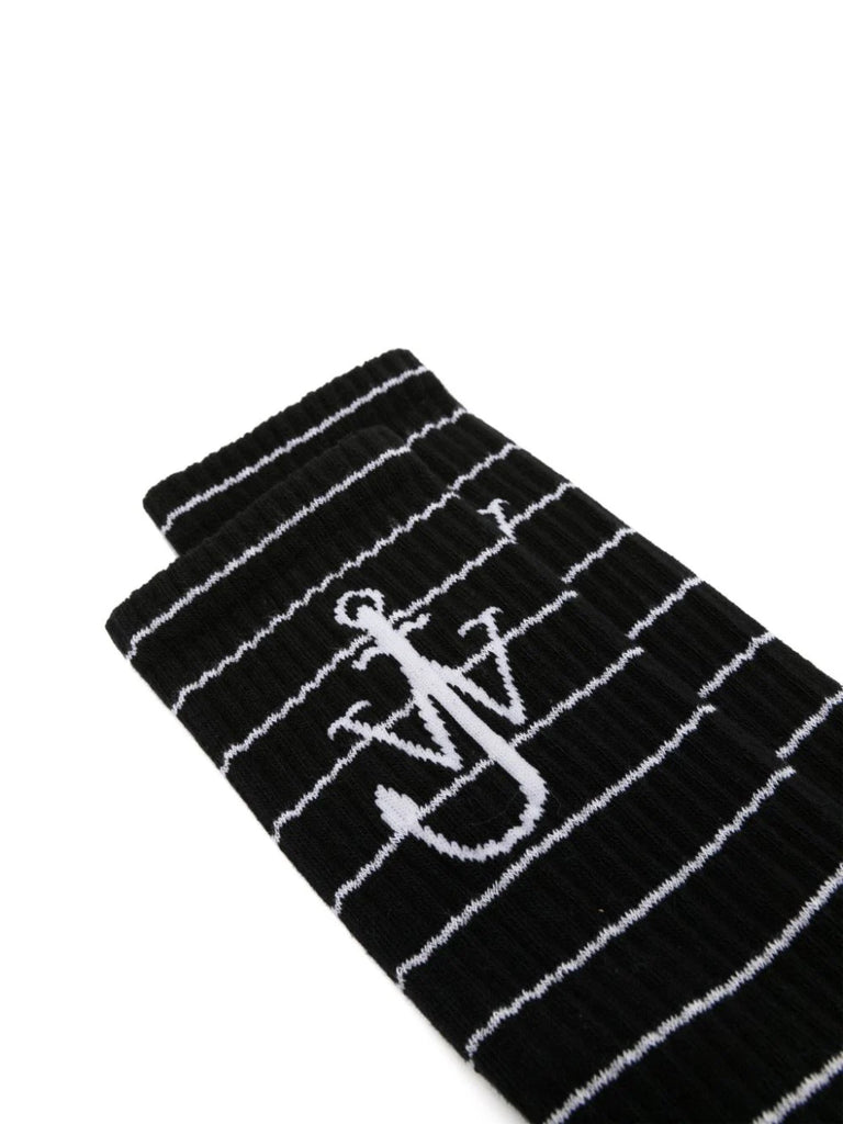 JW Anderson Striped Anchor Socks Black