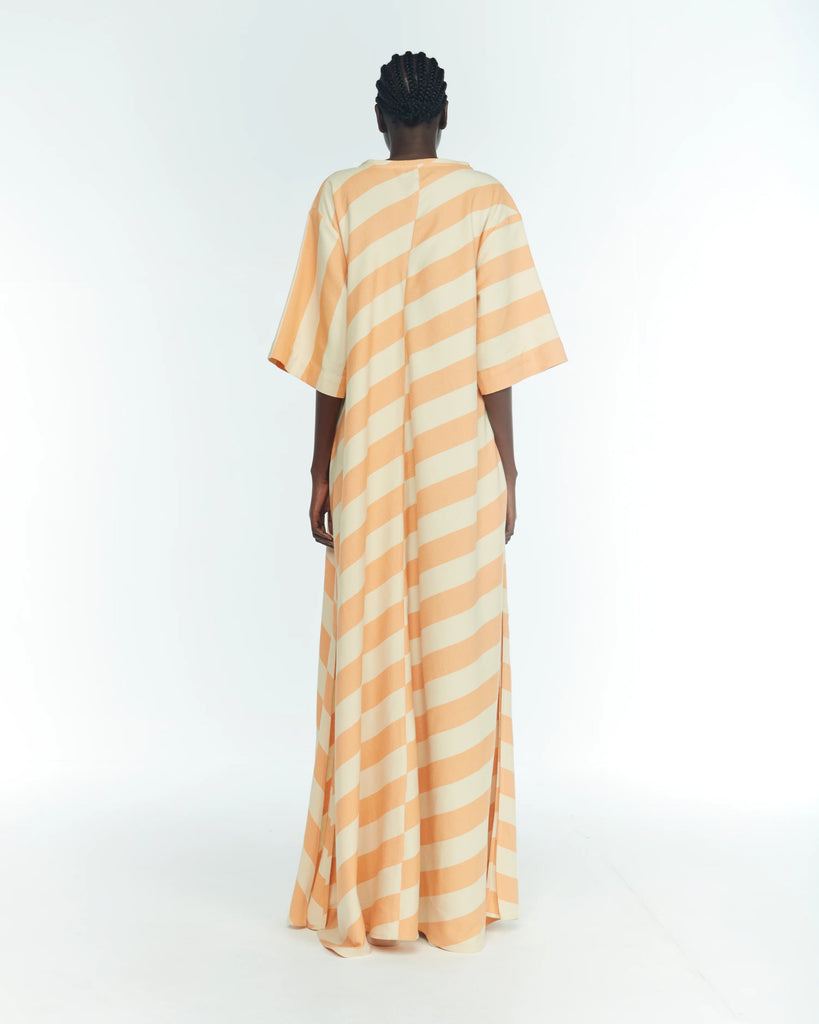 Marrakshi Life Tee-Shirt Dress Stripe 15 Yellow/Orange