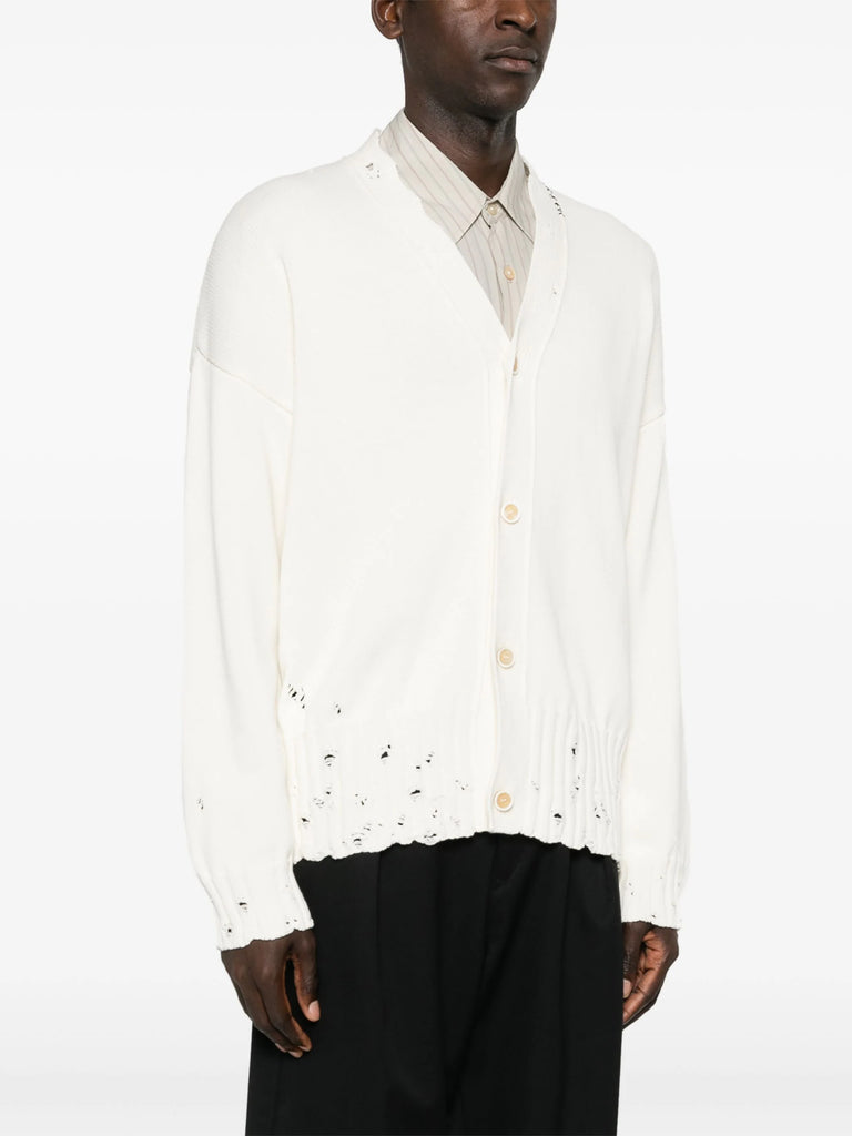 Marni V-neck Cotton Cardigan White