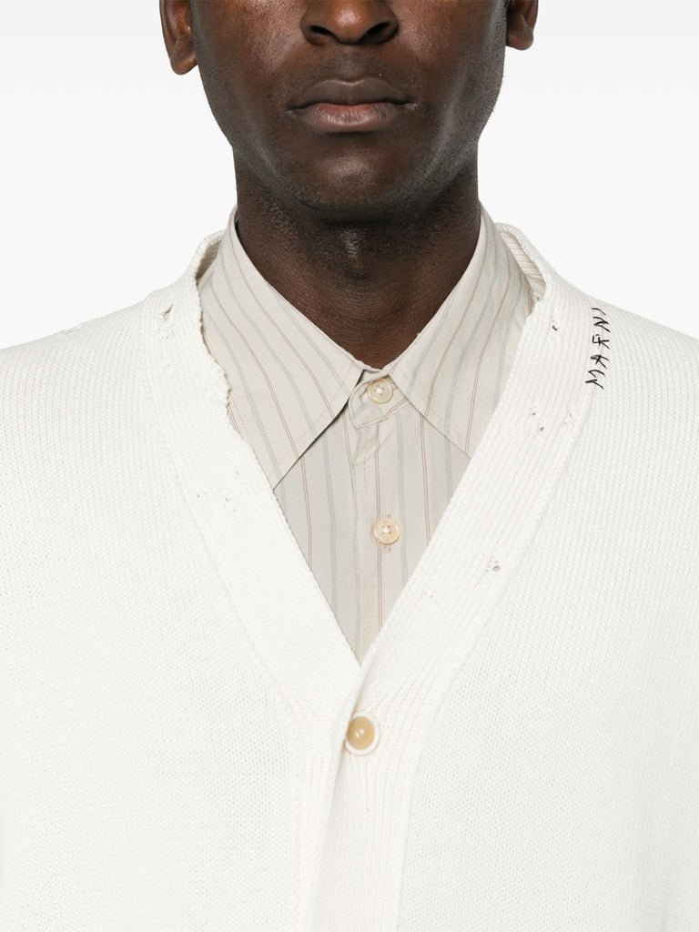 Marni V-neck Cotton Cardigan White