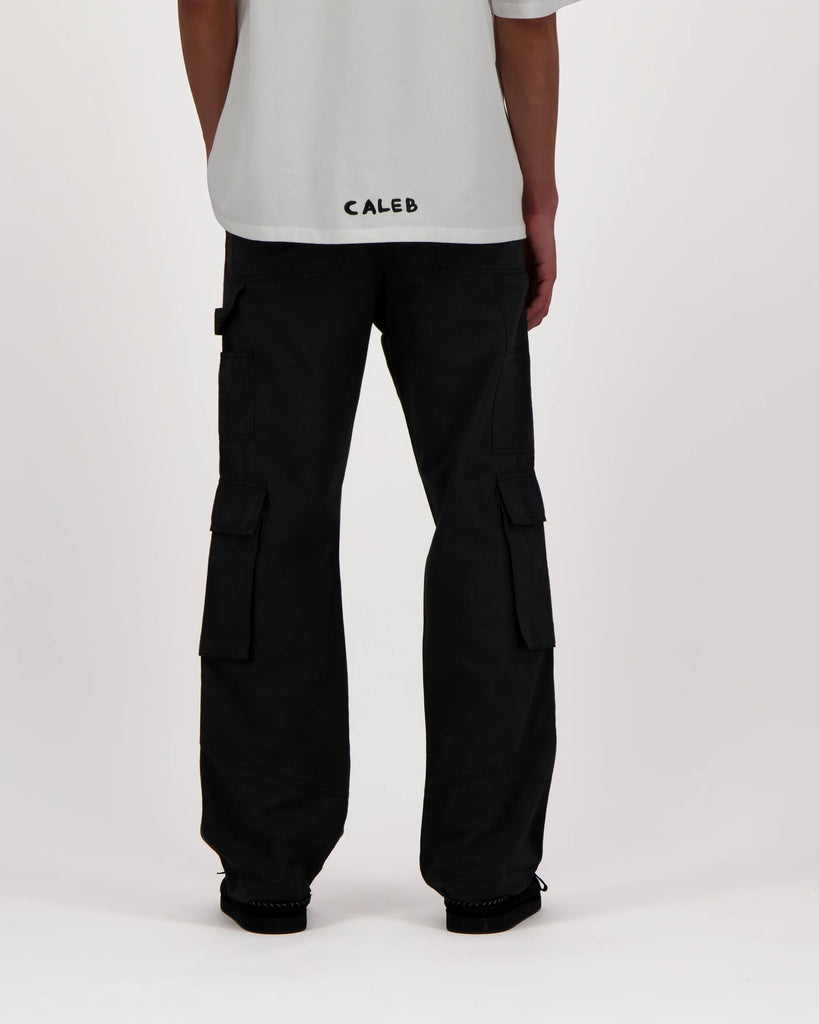 Caleb Paris Linen Cargo Pants Black