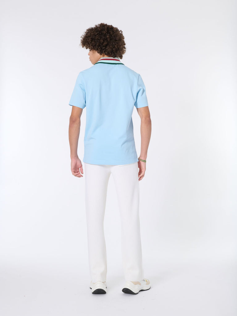 Casablanca Knit Collared Polo Shirt Pale Blue