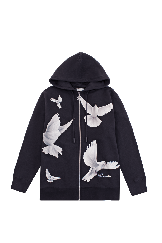 3.Paradis Zip Hooded Sweater Freedom Doves