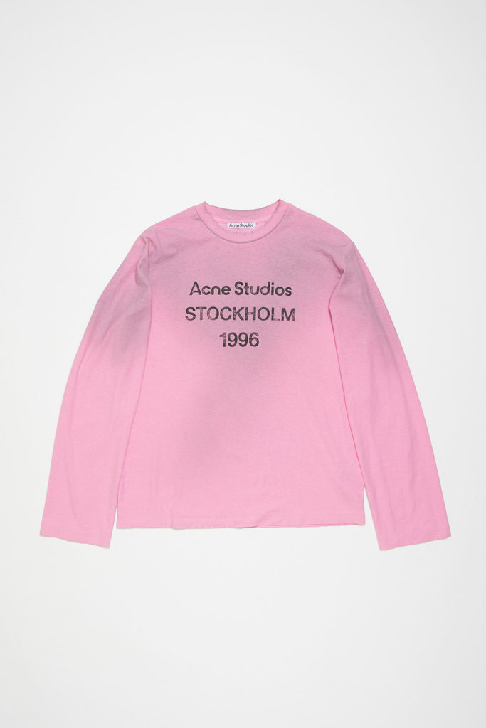 Acne Logo T-Shirt Relaxed Fit Candy Pink