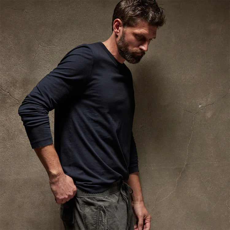 James Perse Basic Crew Long Sleeves Tee Platoon Green Men