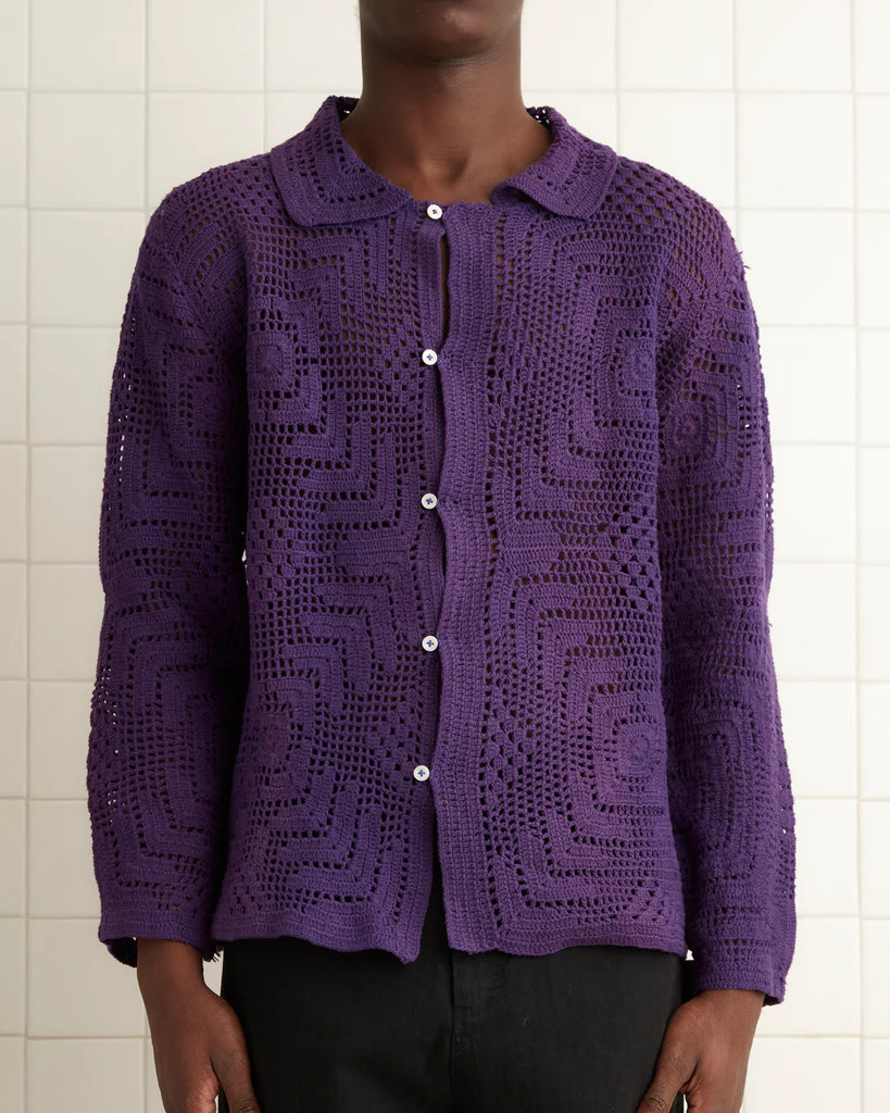 Bode Crochet Overshirt Purple