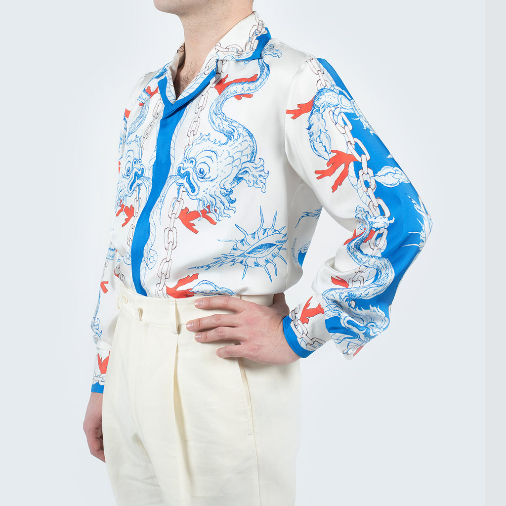 Fratelli Mocchia di Coggiola La Sirene Silk Printed Shirt