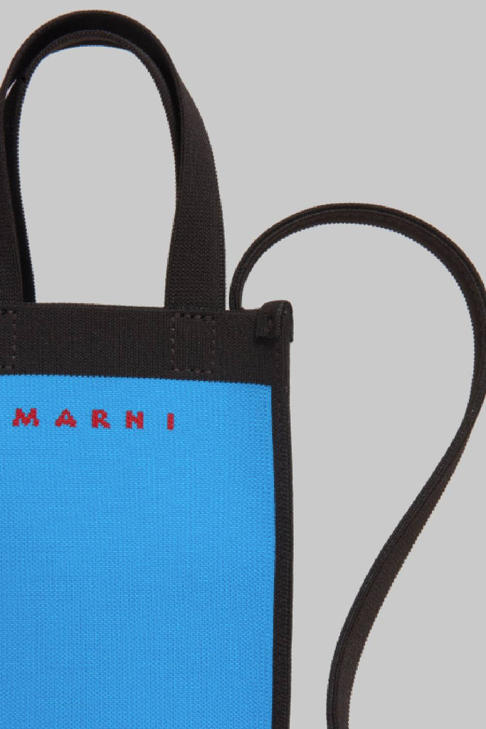 Marni Jaquard Small Logo Shopping Bag Blue