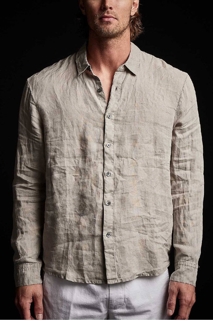 James Perse Classic Linen Shirt Silt Pigment