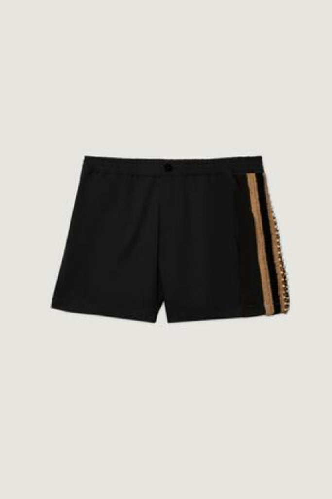 Pool Asymmetrical Panel Shorts With Crochet in Black