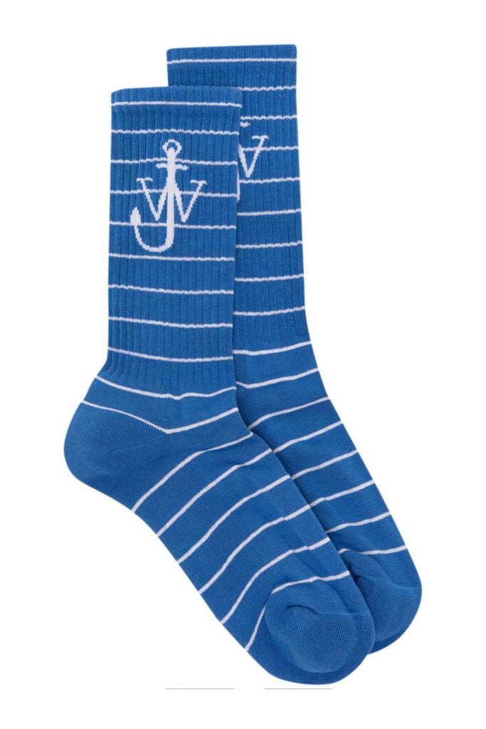 JW Anderson Striped Anchor Socks Blue