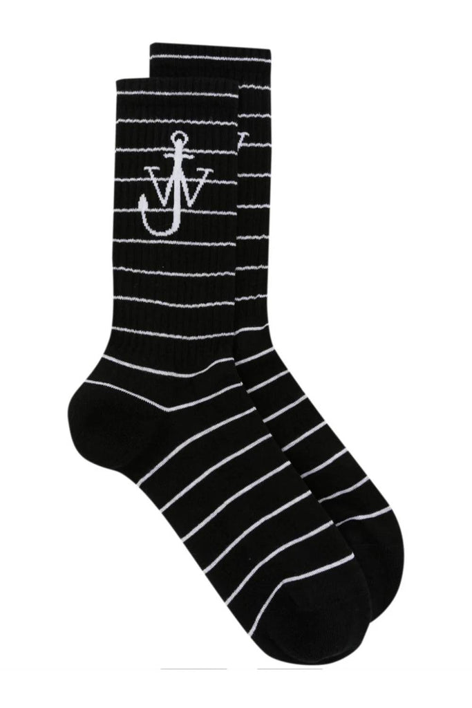 JW Anderson Striped Anchor Socks Black