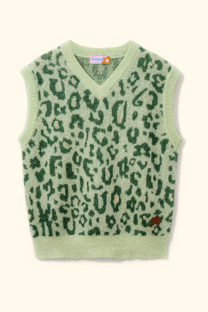 Golf Le Fleur* Green Digi Leopard Vest