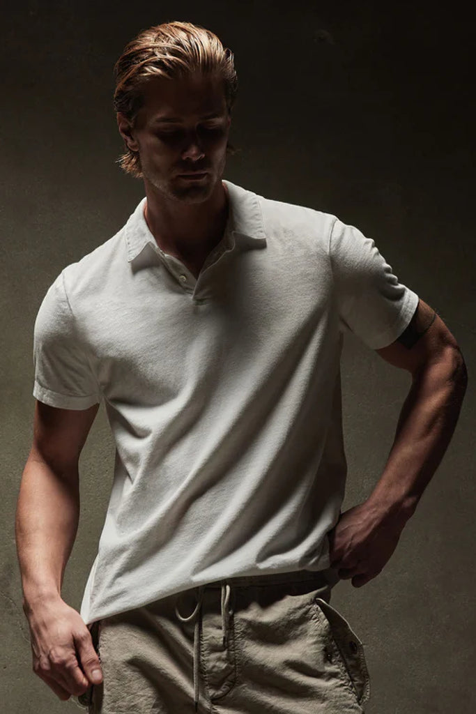 James Perse Sueded Jersey Polo White
