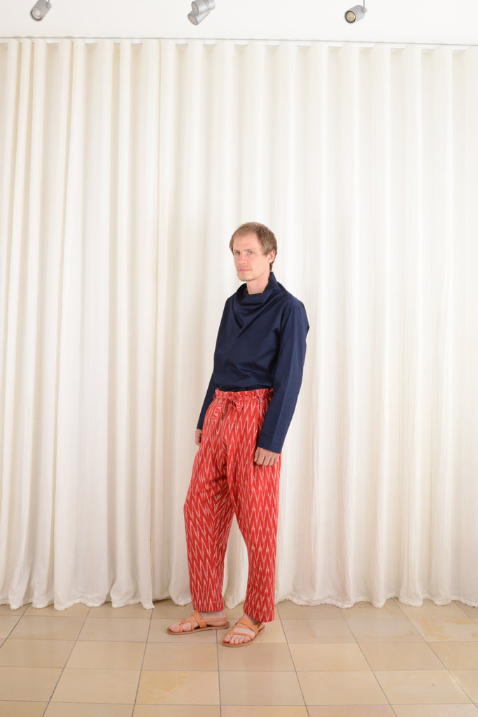 Joah Kraus New Drawstrings Pants in Ikat Red