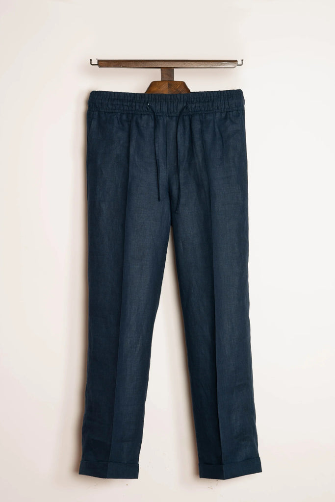 Quintopiano Essential Trousers Navy Linen