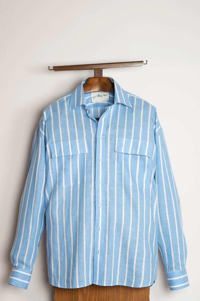 Quintopiano Dropped Shoulder Shirt Blue Striped