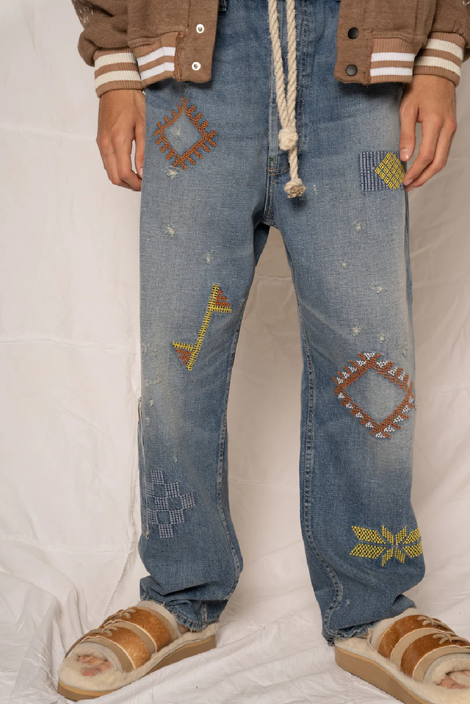 Dr Collectors P68 Japanese Denim Sunfaded Embroidered Taos