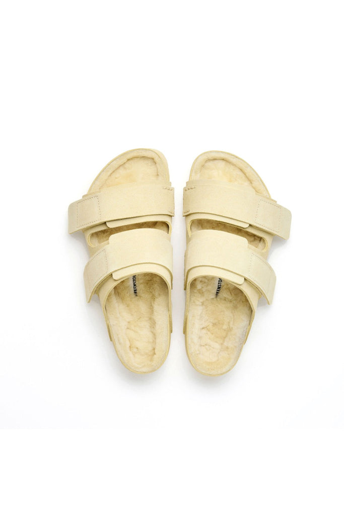 Birkenstock 1774 x Tekla Uji Shearling-Lined Suede Sandals Yellow
