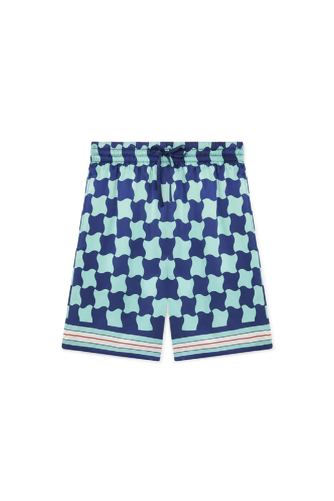 Casablanca Silk Shorts With Drawstrings Blue
