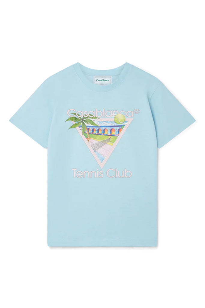 Casablanca Tennis Club Icon Screen Printed T-shirt Pale Blue