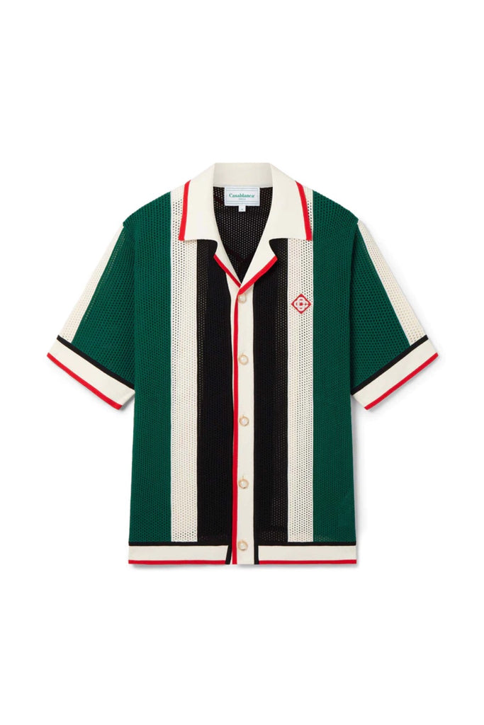 Casablanca Striped Mesh Shirt Green/White Stripe