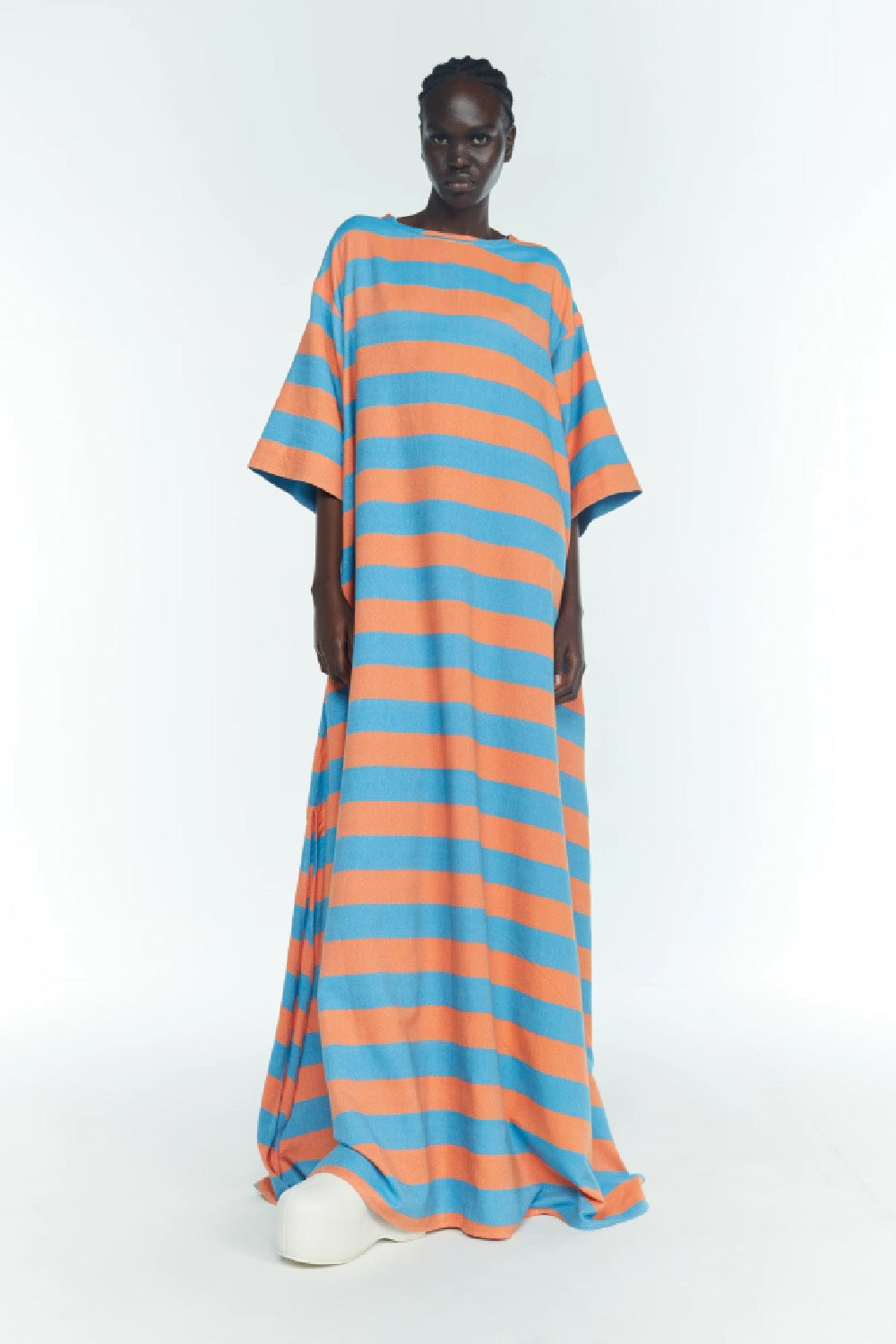 Marrakshi Life Tee-Shirt Dress Stripe 6 Blue/Orange | BDC Paris I 