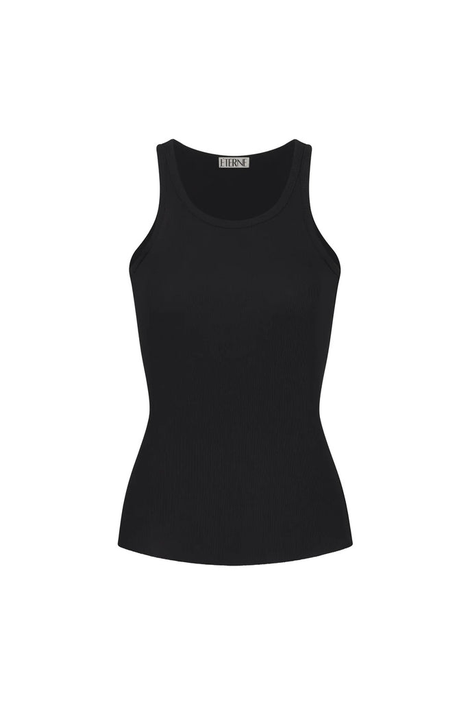 Eterne High Neck Fitted Tank Black