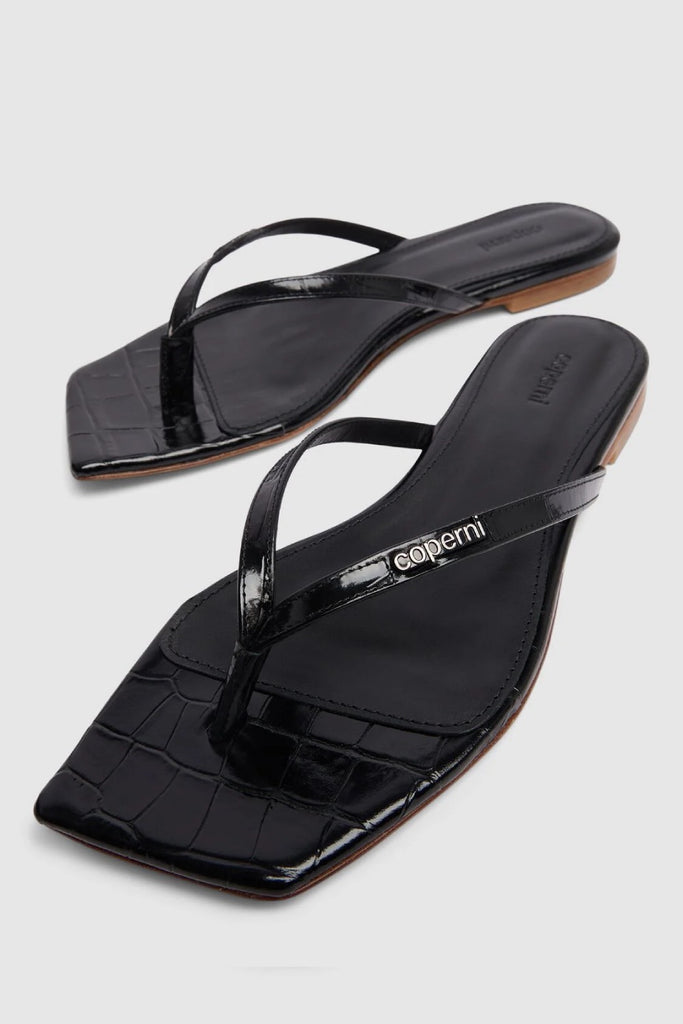 Coperni Croco Slanted Flip Flop Black