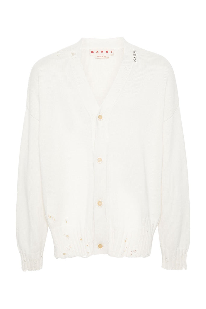 Marni V-neck Cotton Cardigan White