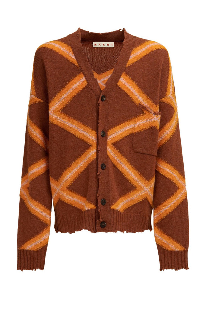 Marni Knitted Cardigan With Diamond Pattern