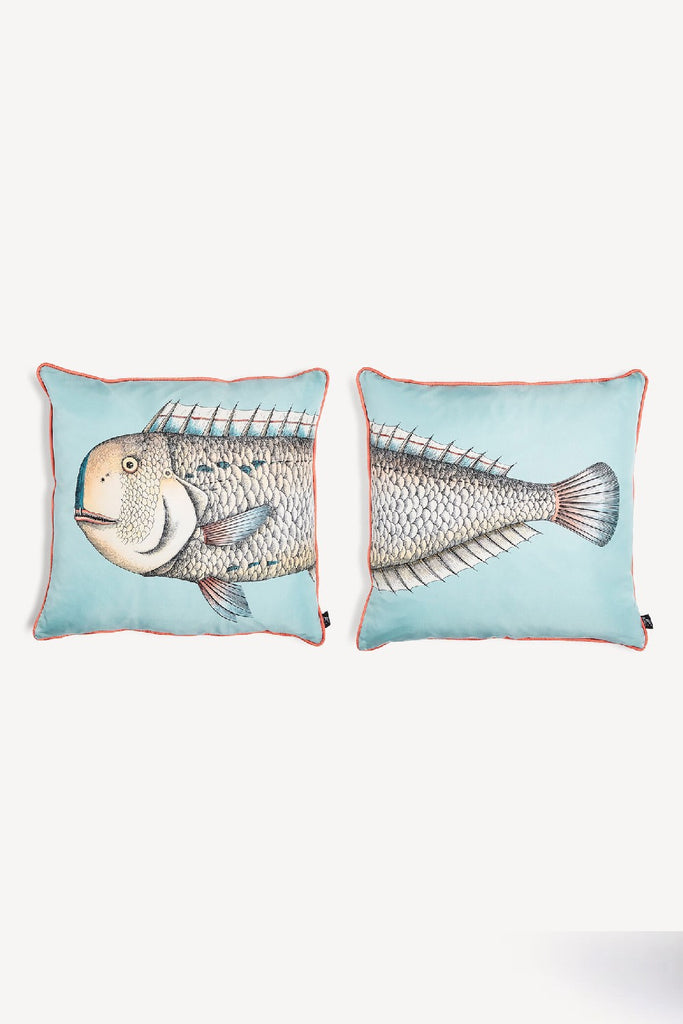 Fornasetti Set of 2 Silk Cushions Grande Pesce