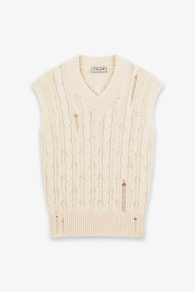 Caleb Paris Sleeveless Cable Knit Sweater