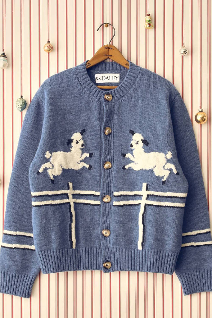 s.s daley Cyril Lamb Motif Cardigan, Blue