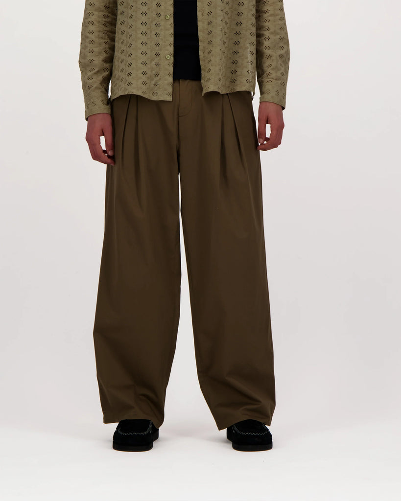 Caleb Paris Cotton Pince Trousers Khaki