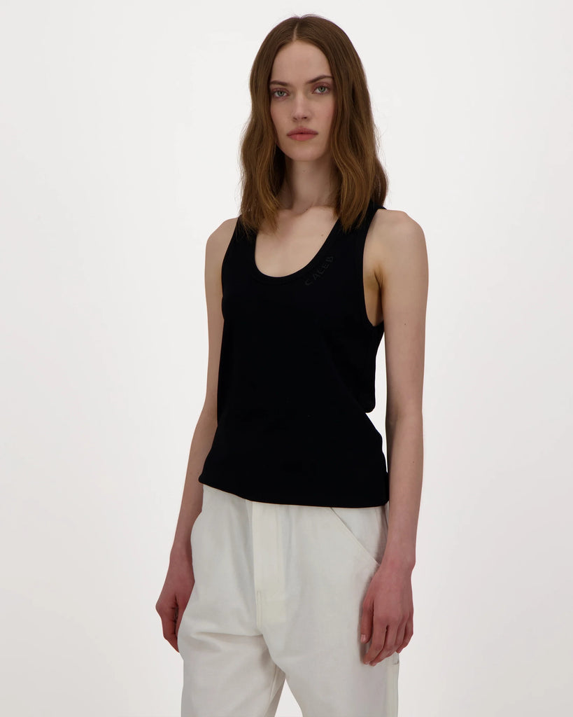 Caleb Paris Tank Top Embroidery Black