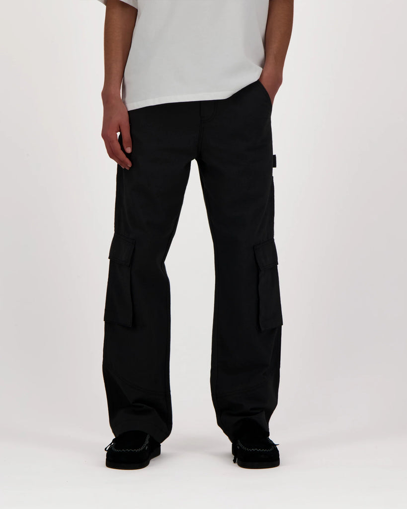 Caleb Paris Linen Cargo Pants Black