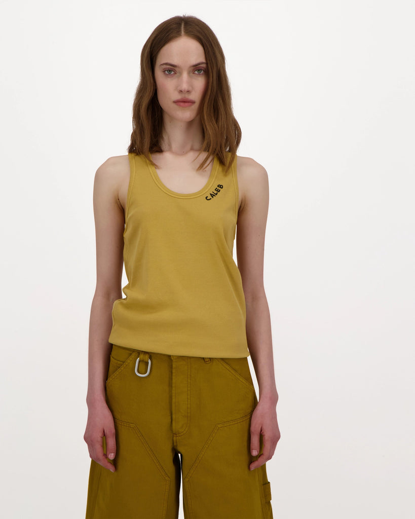 Caleb Paris Tank Top Embroidery Camel