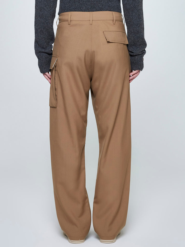 Marni Biscuit Wool Cargo Pants With Marni Mending Logo