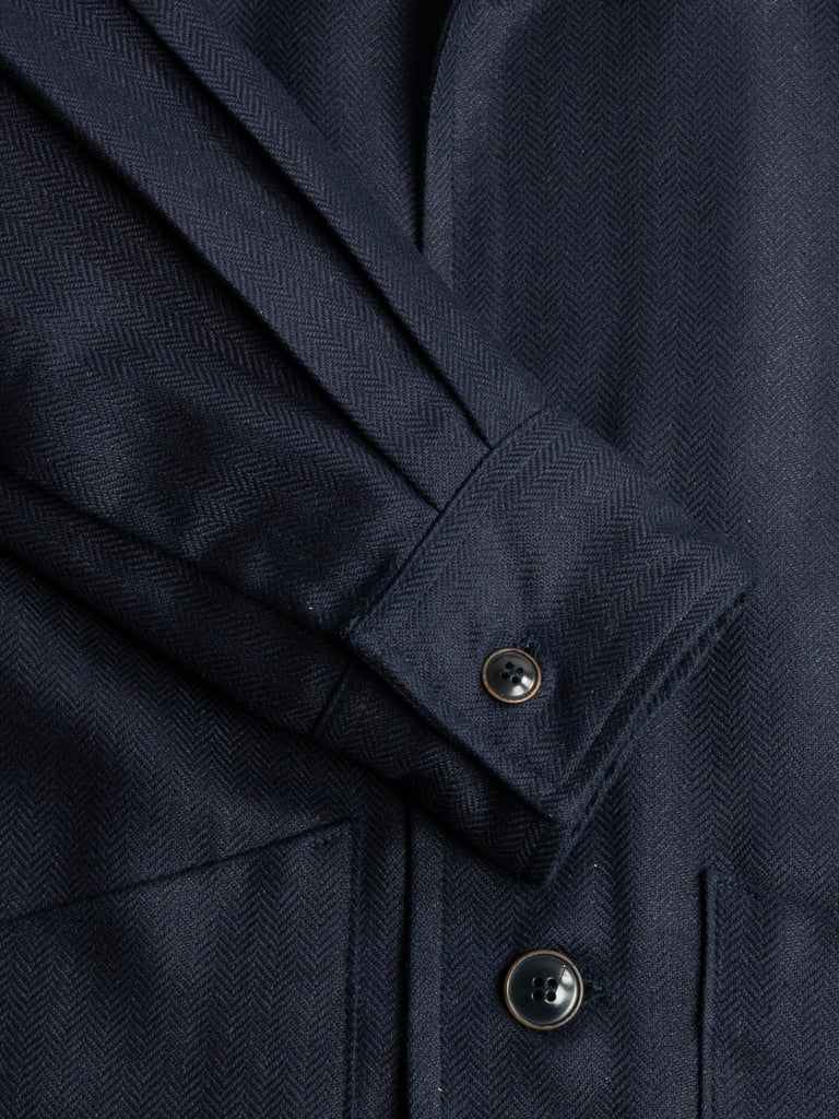 Quintopiano Pleated Overshirt Navy Silk