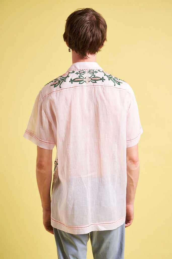 Paul & Joe Hand Embroidered Cotton Muslin Short Sleeve Shirt