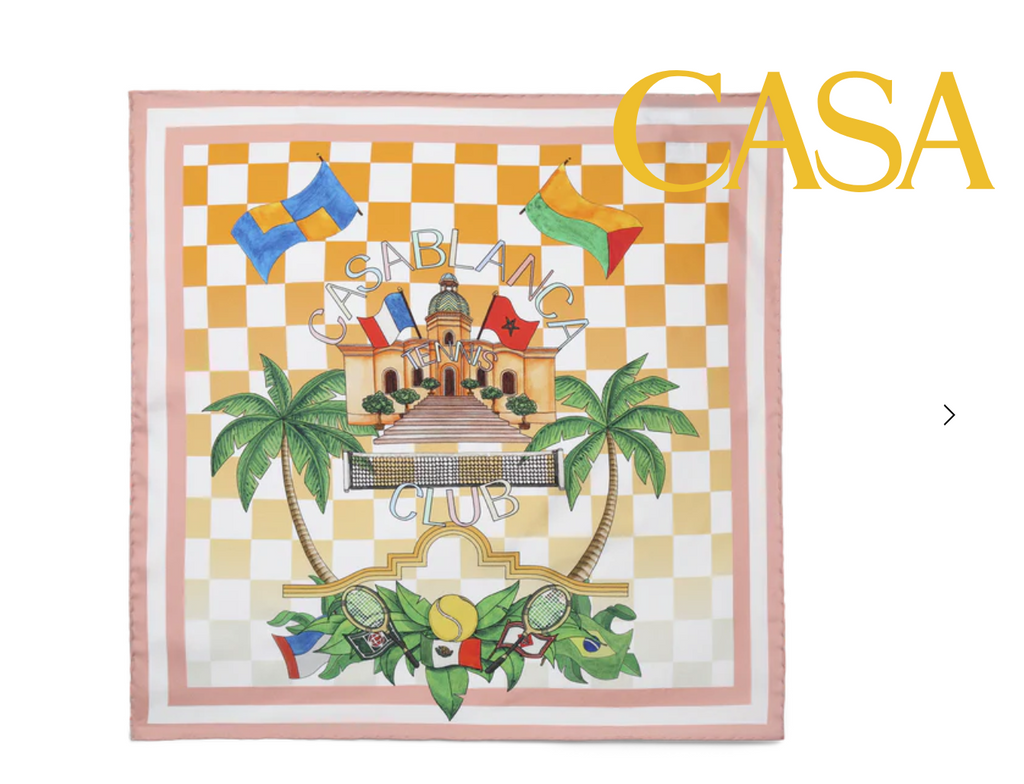 Casablanca Tennis Club Medium Silk Scarf