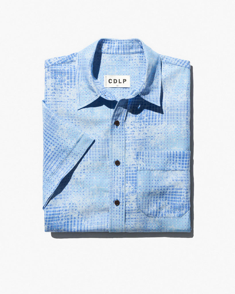 CDLP Short Sleeve Shirt Broken Blue Check