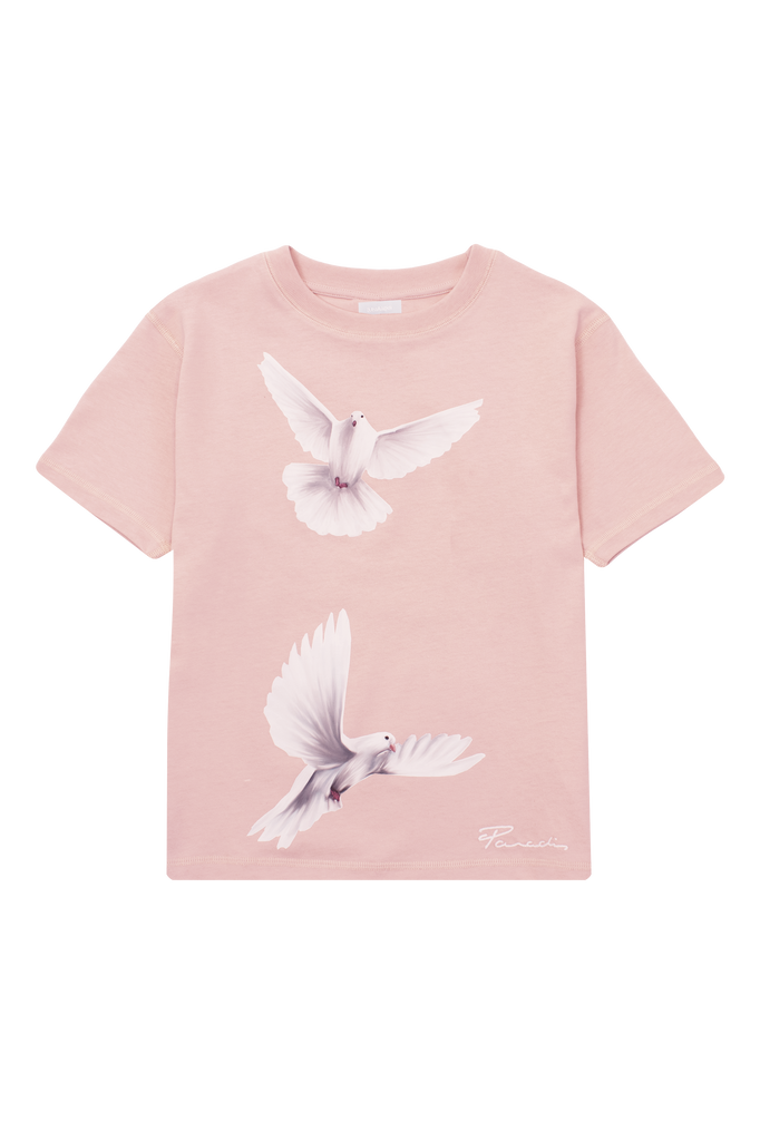 3.Paradis Cropped T-Shirt Freedom Doves Pink